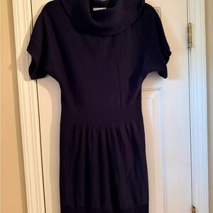 LOFT Navy Cowl Neck Short Sleeve Knit Dress